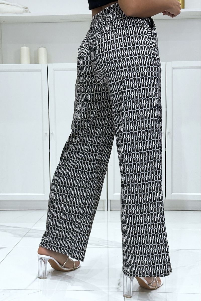Pretty black pattern palazzo pants with pockets - 1