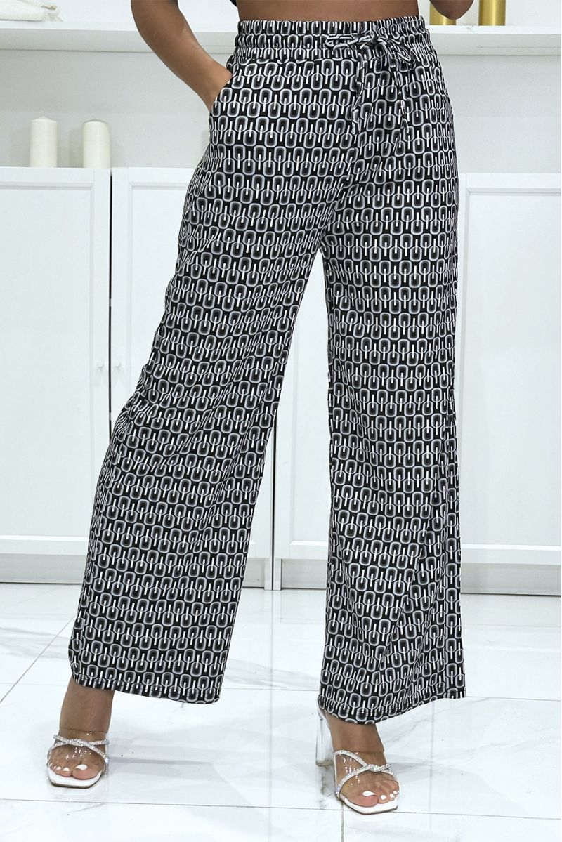 Pretty black pattern palazzo pants with pockets - 2