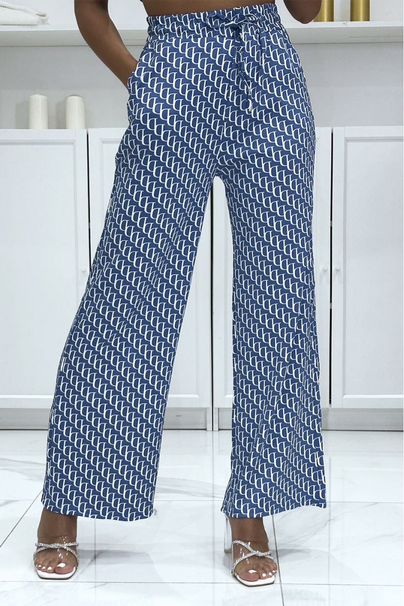 Blue moti D brand inspired palazzo pants - 2