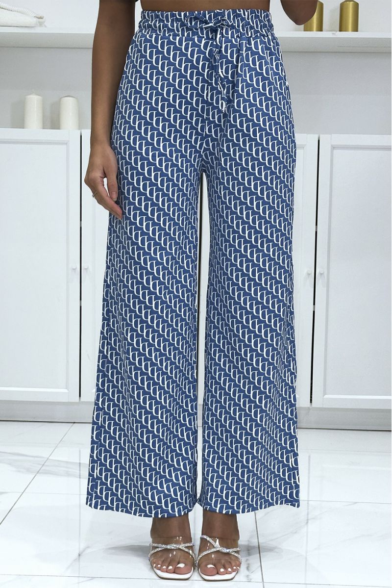 Blue moti D brand inspired palazzo pants - 3
