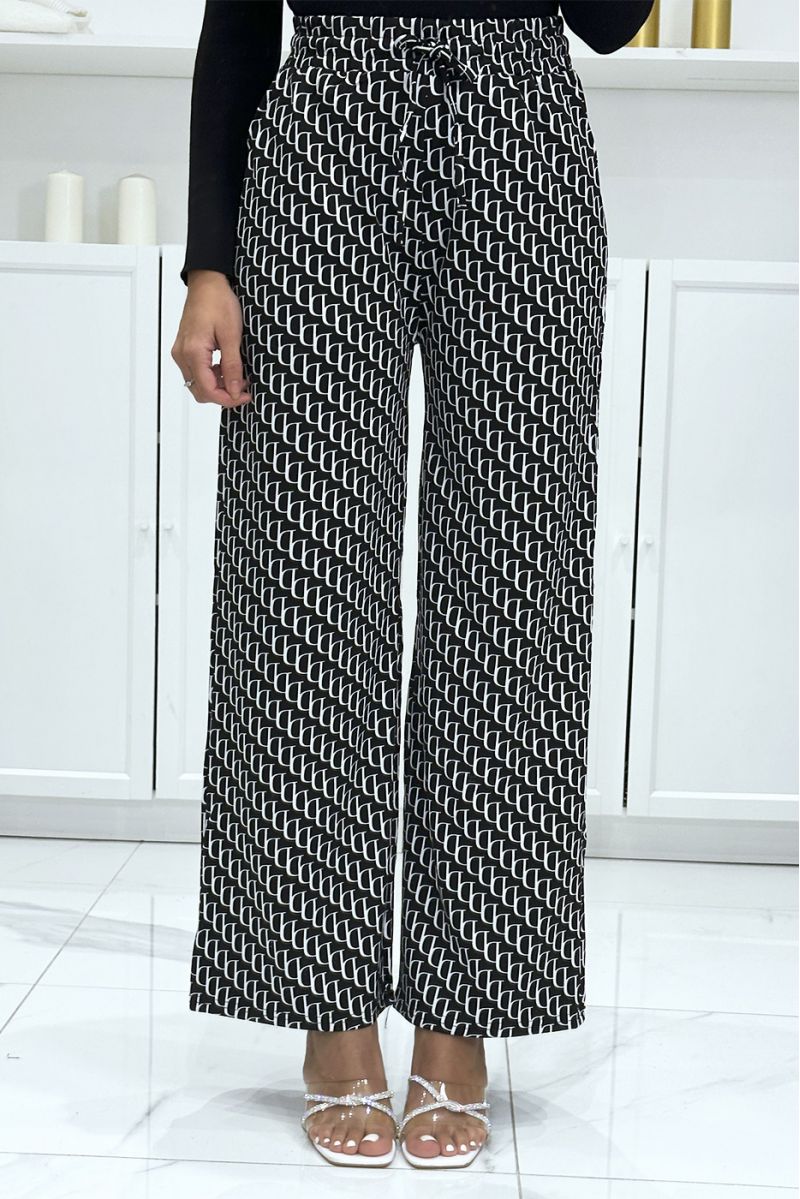 Brand inspired black and white moti D palazzo pants - 2