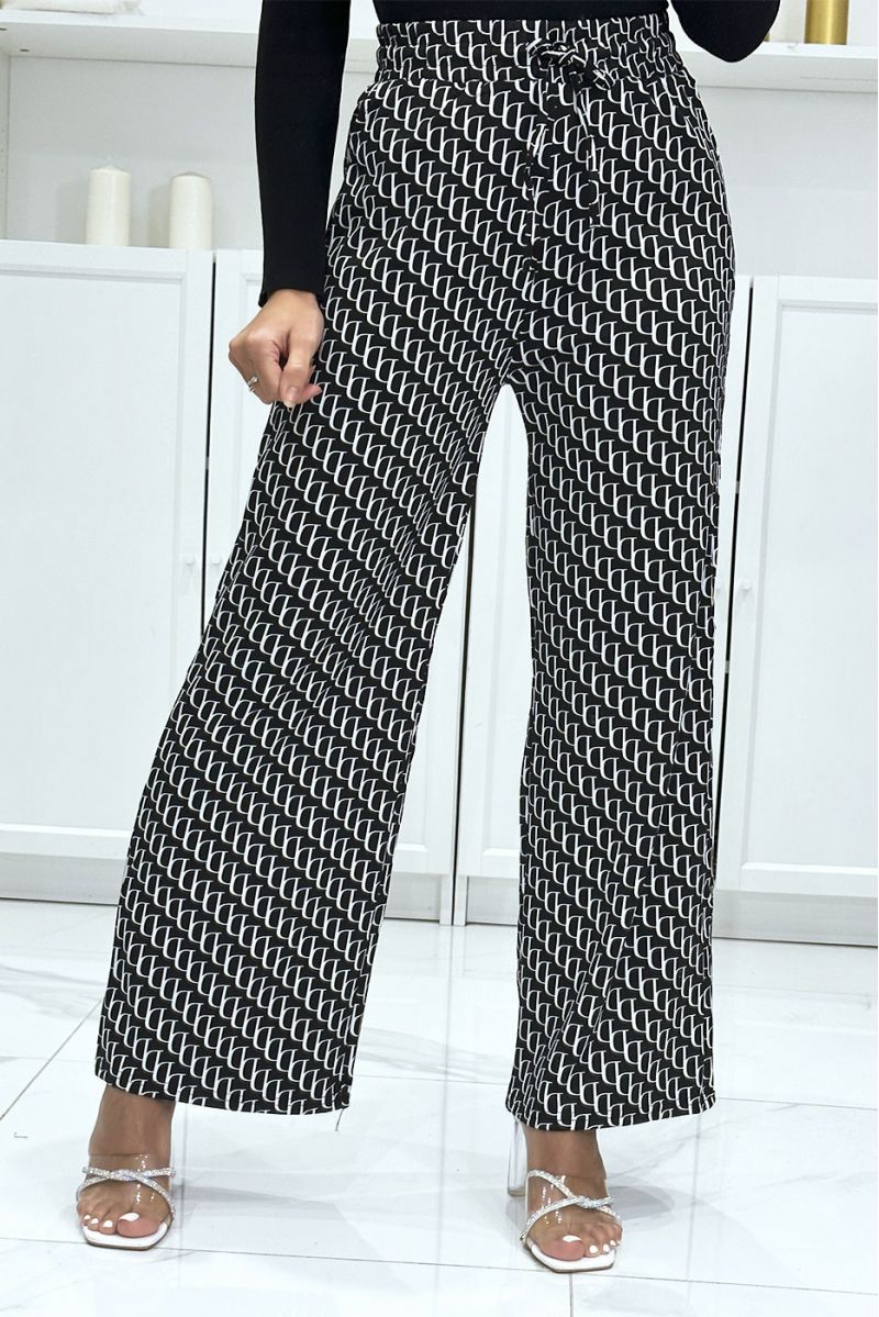 Brand inspired black and white moti D palazzo pants - 3