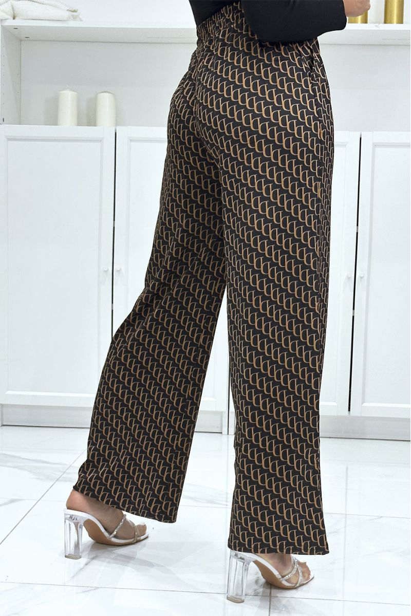 Brand inspired brown and black moti D palazzo trousers - 1