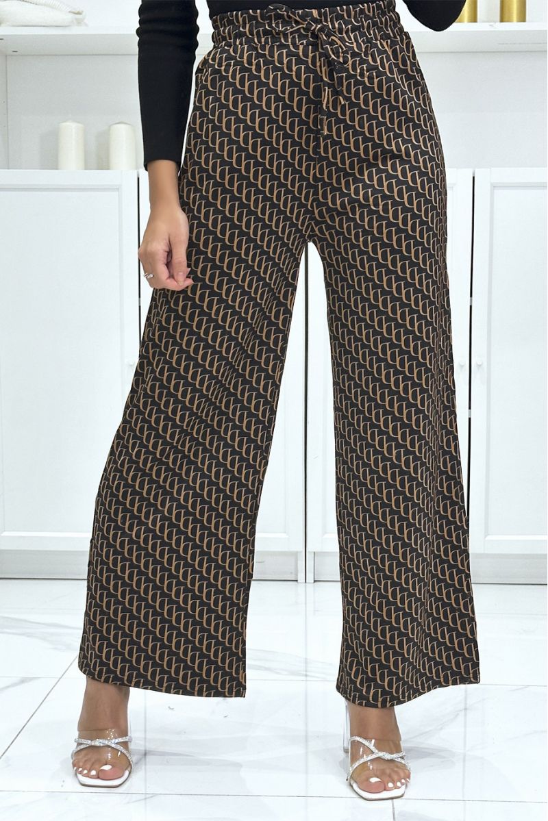 Brand inspired brown and black moti D palazzo trousers - 2