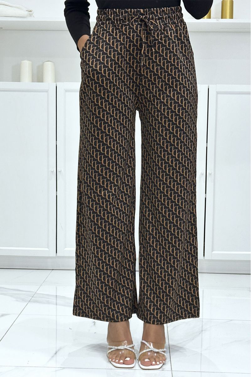 Brand inspired brown and black moti D palazzo trousers - 3