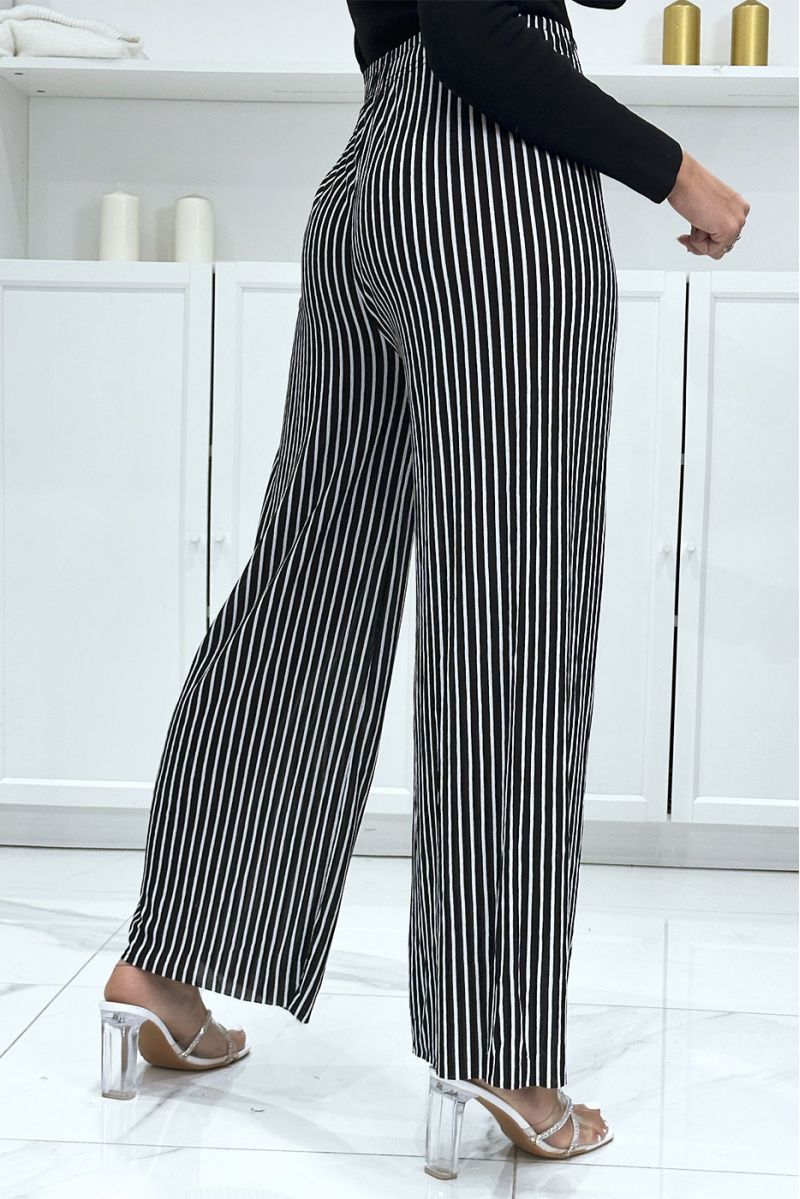 Black and white striped palazzo pants - 1