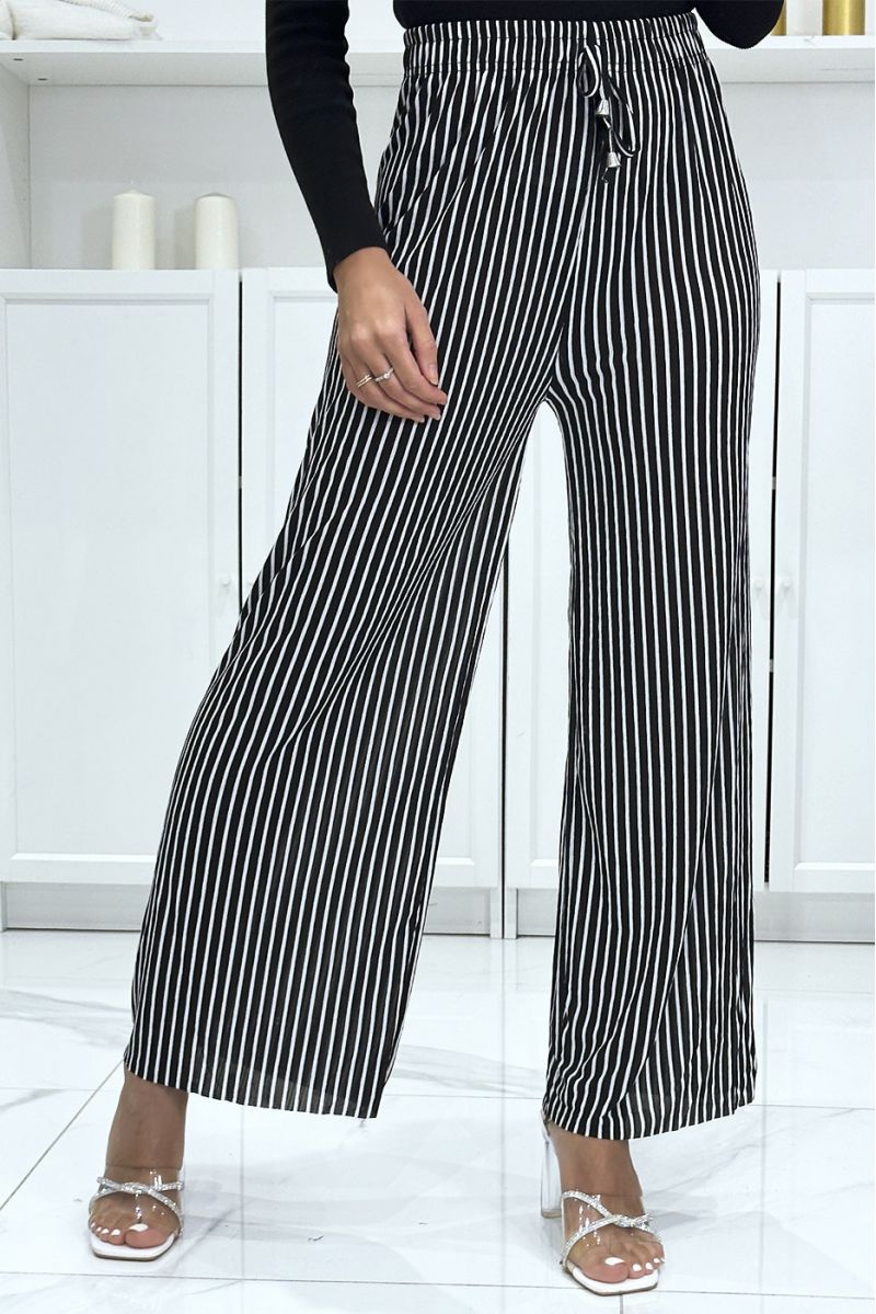 Black and white striped palazzo pants - 2