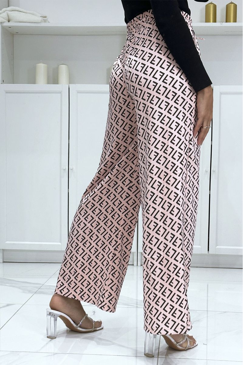 Beige and black F pattern palazzo trousers brand inspiration - 1