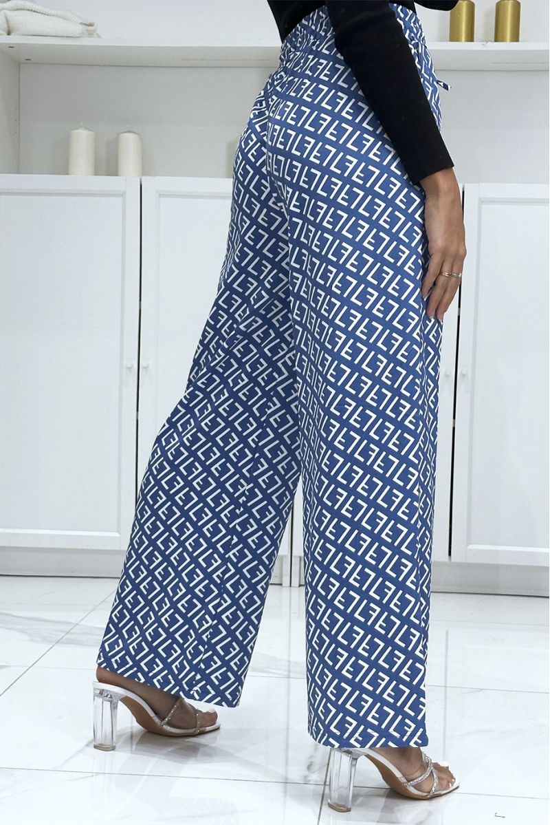 Blue and black F motif palazzo trousers brand inspiration - 1