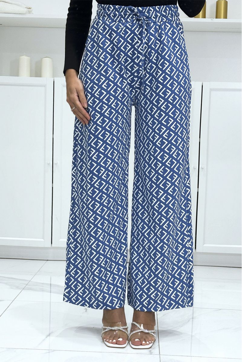 Blue and black F motif palazzo trousers brand inspiration - 2