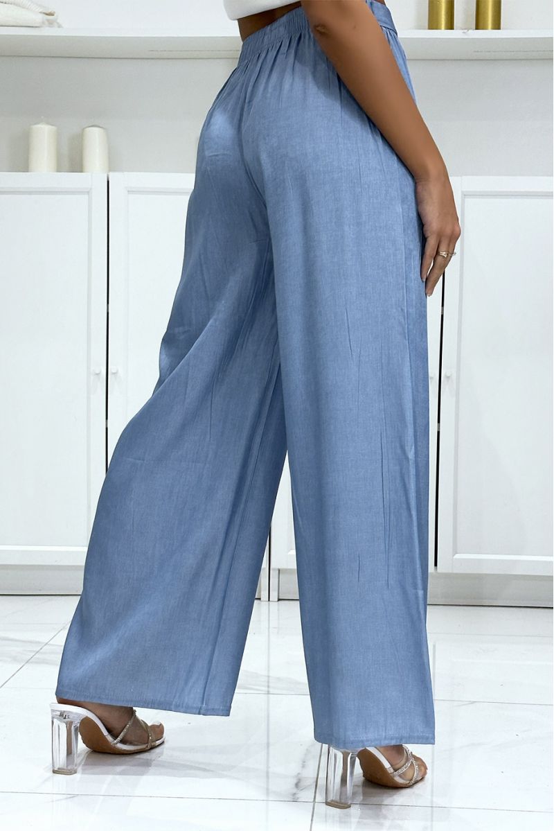 Sky blue jeans color palazzo trousers - 1
