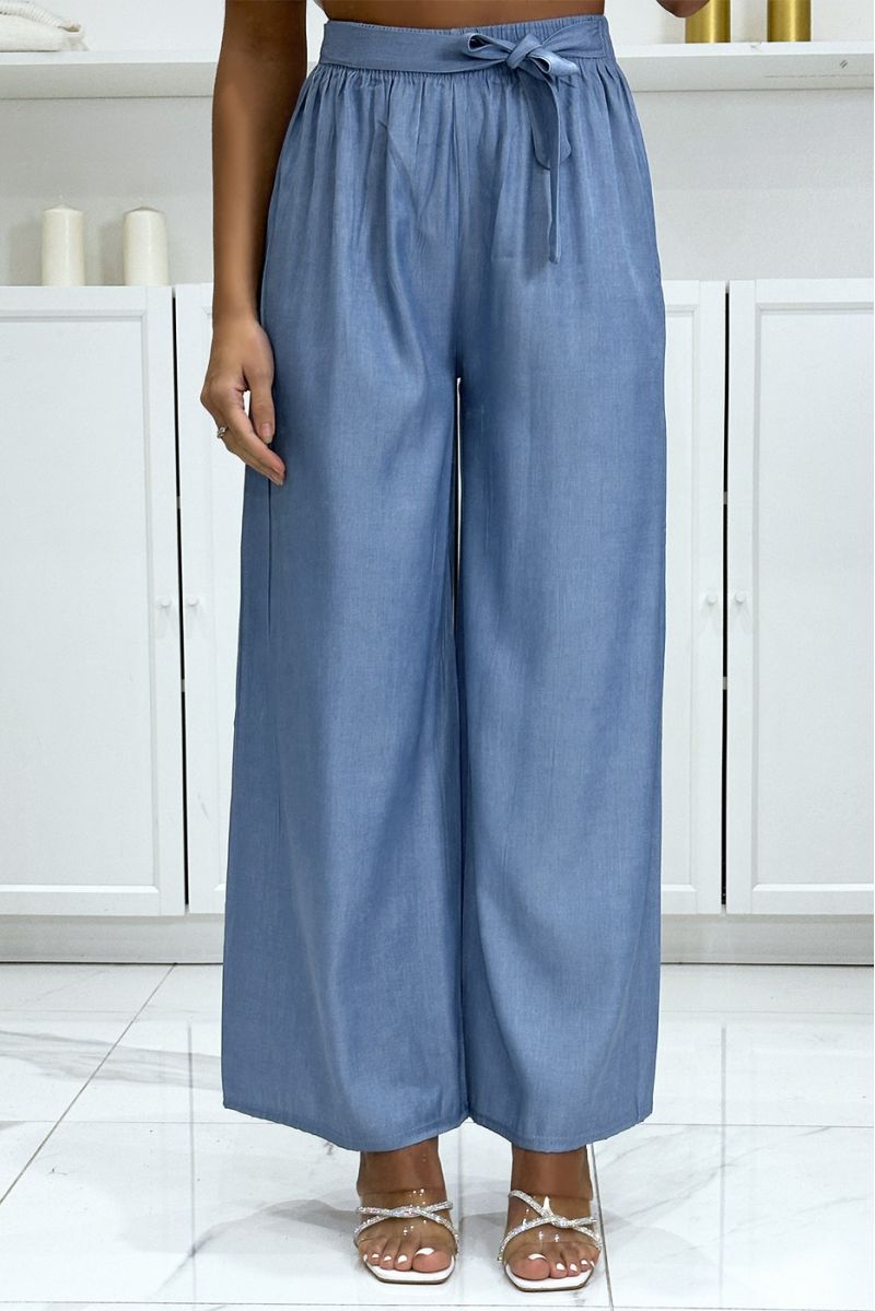 Sky blue jeans color palazzo trousers - 2