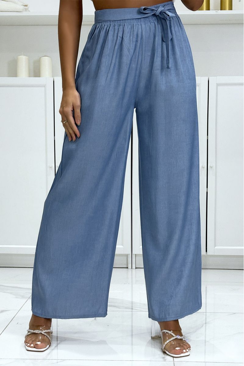 Sky blue jeans color palazzo trousers - 3