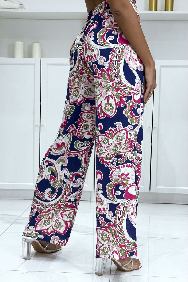 Palazzo pants with sublime fuchsia navy pattern - 1