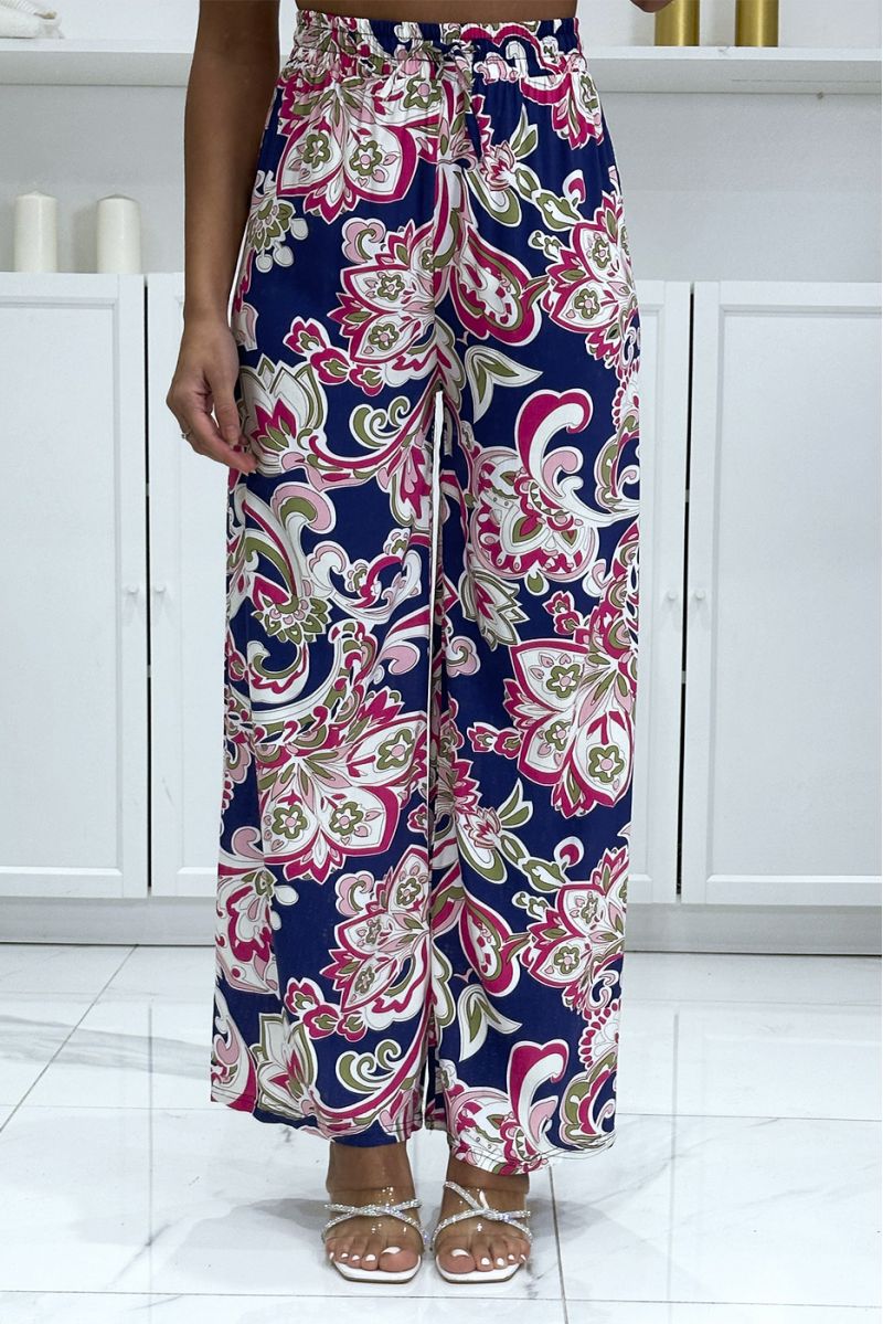 Palazzo pants with sublime fuchsia navy pattern - 2