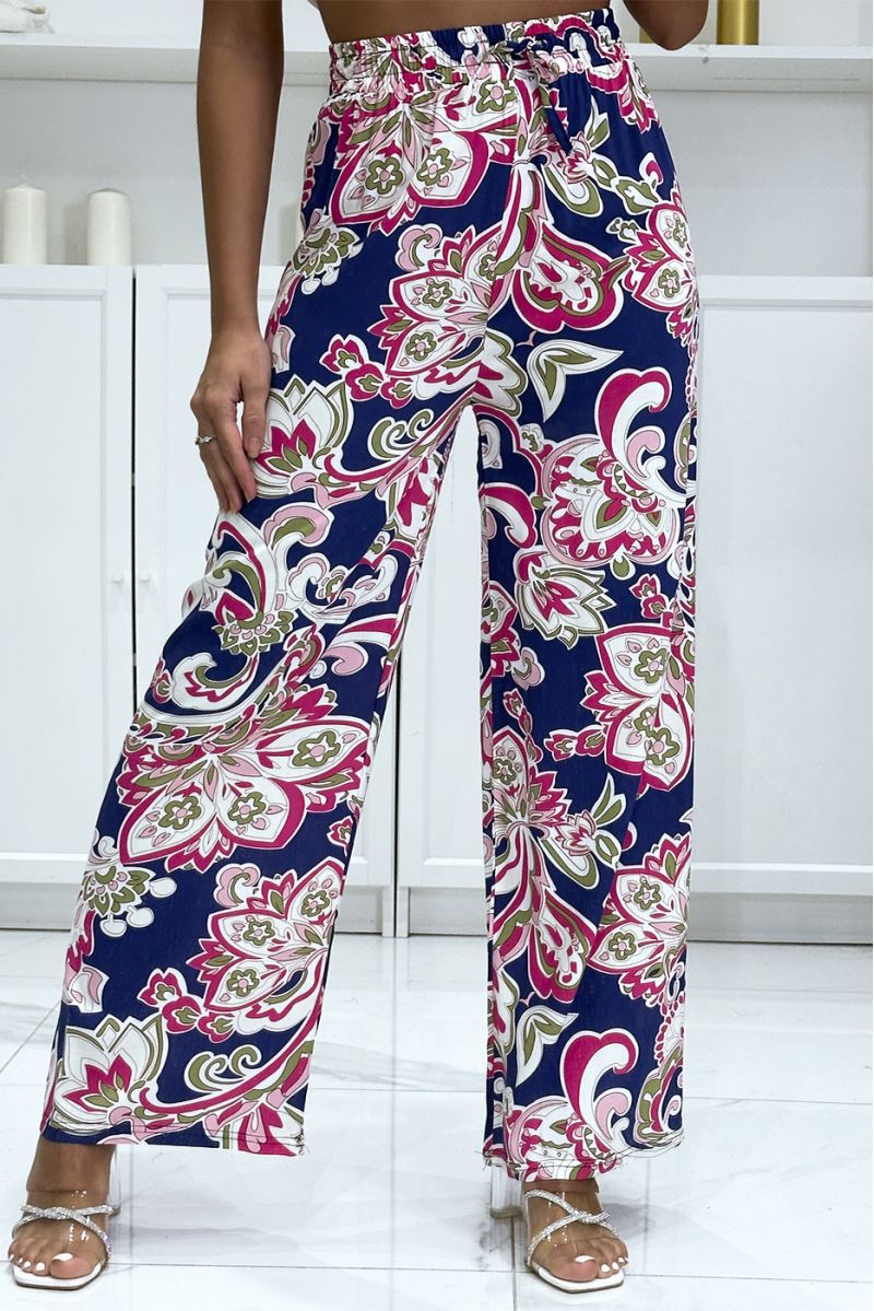 Palazzo pants with sublime fuchsia navy pattern - 3