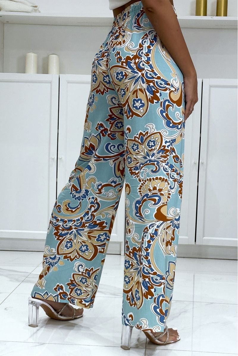 Palazzo pants with sublime duck blue pattern - 1