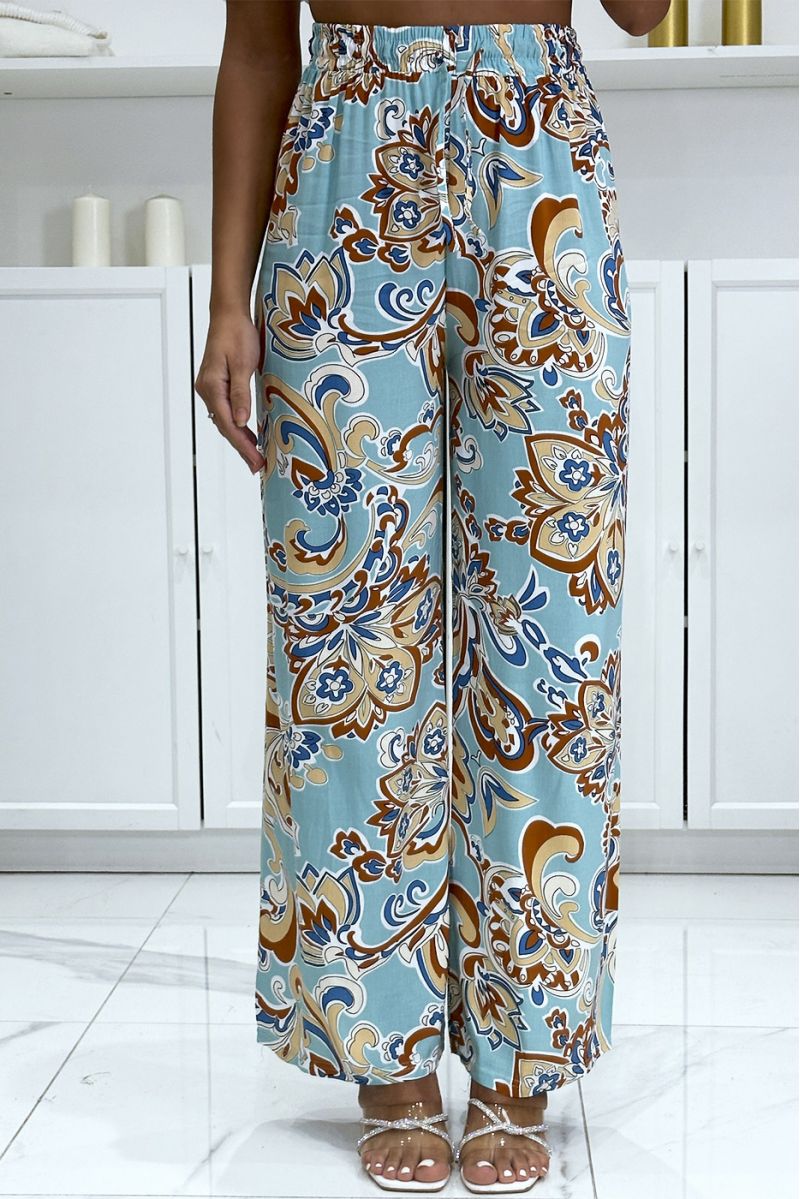 Palazzo pants with sublime duck blue pattern - 2
