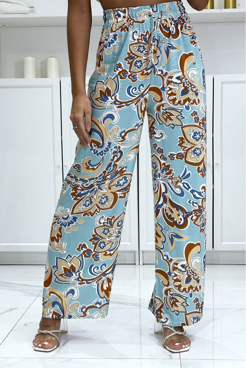 Palazzo pants with sublime duck blue pattern - 3