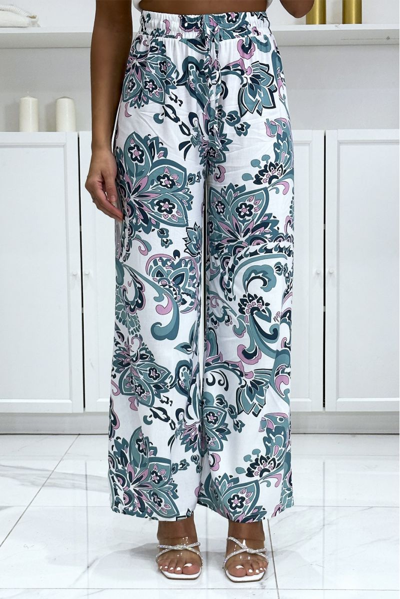 Palazzo pants with sublime green white pattern - 3