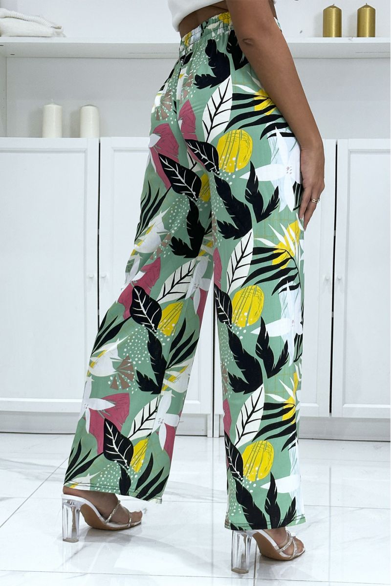 Palazzo pants with sublime green pattern - 1