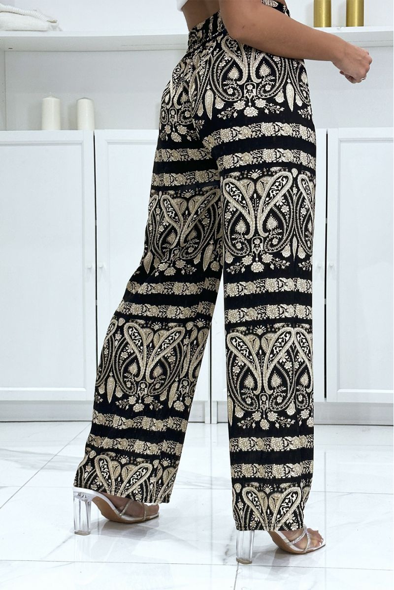 Palazzo pants with sublime black and beige pattern - 1