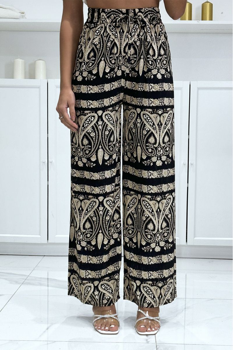 Palazzo pants with sublime black and beige pattern - 2