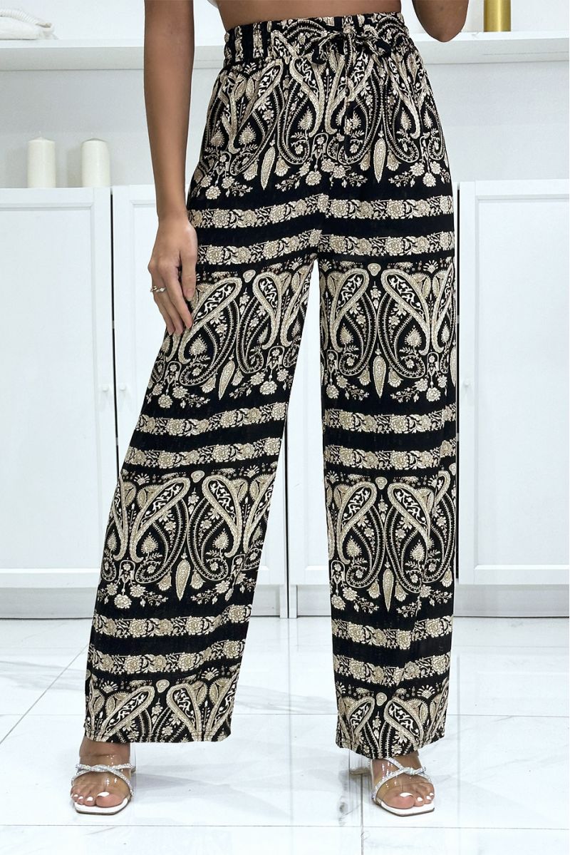 Palazzo pants with sublime black and beige pattern - 3