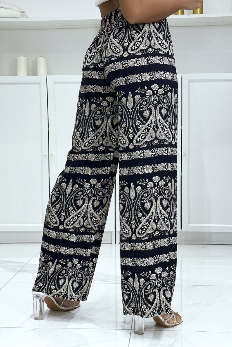 Palazzo pants with sublime navy pattern - 1