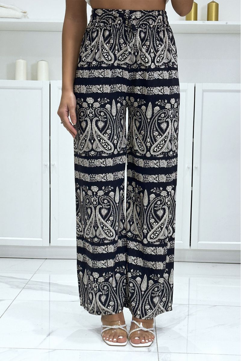 Palazzo pants with sublime navy pattern - 2