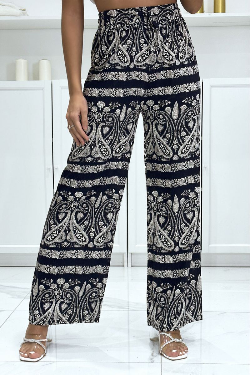 Palazzo pants with sublime navy pattern - 3