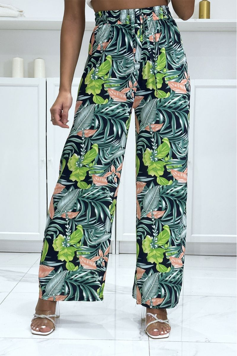 Palazzo pants with sublime green leaf pattern - 2