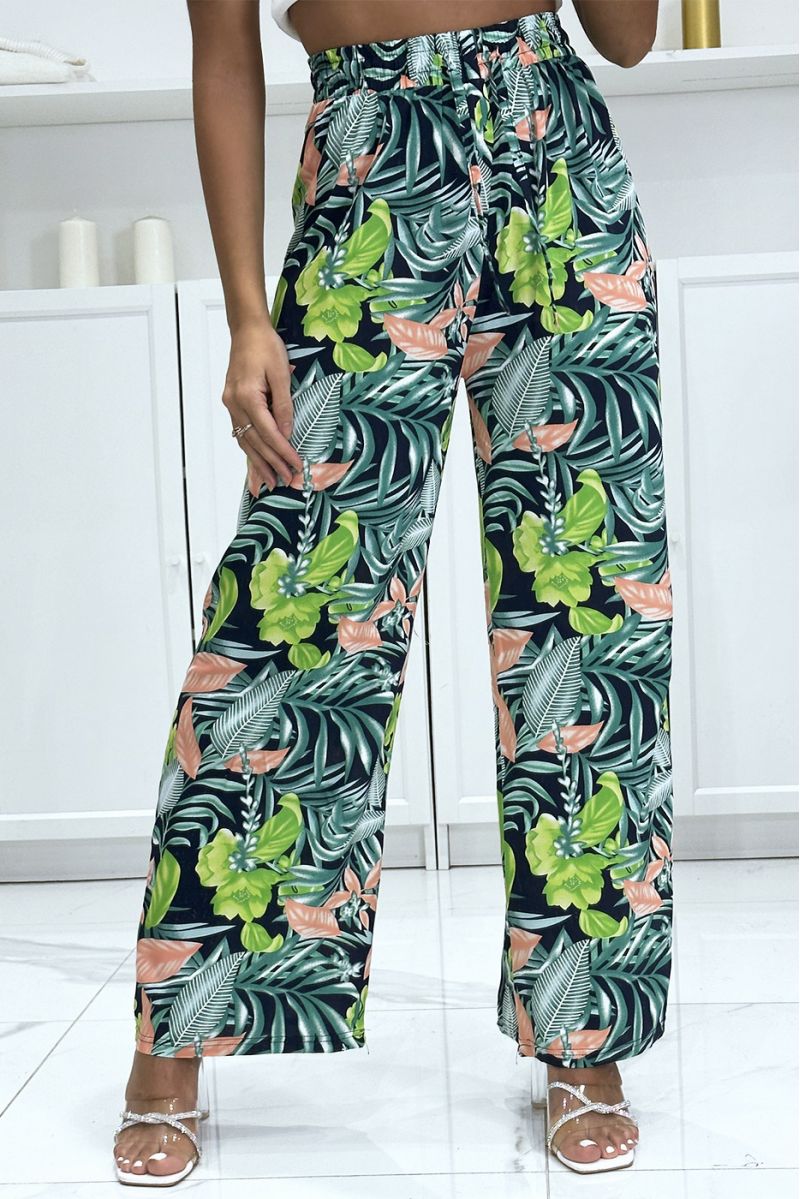 Palazzo pants with sublime green leaf pattern - 4