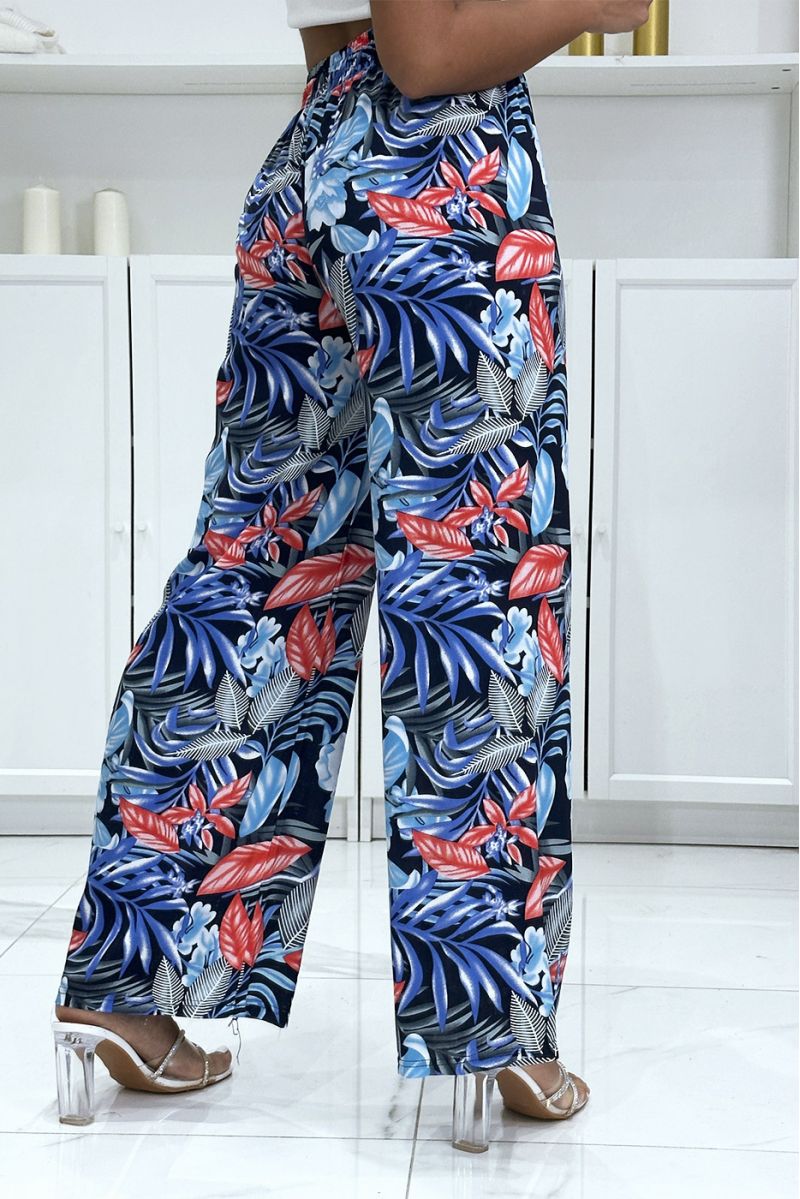 Palazzo pants with sublime blue leaf pattern - 1