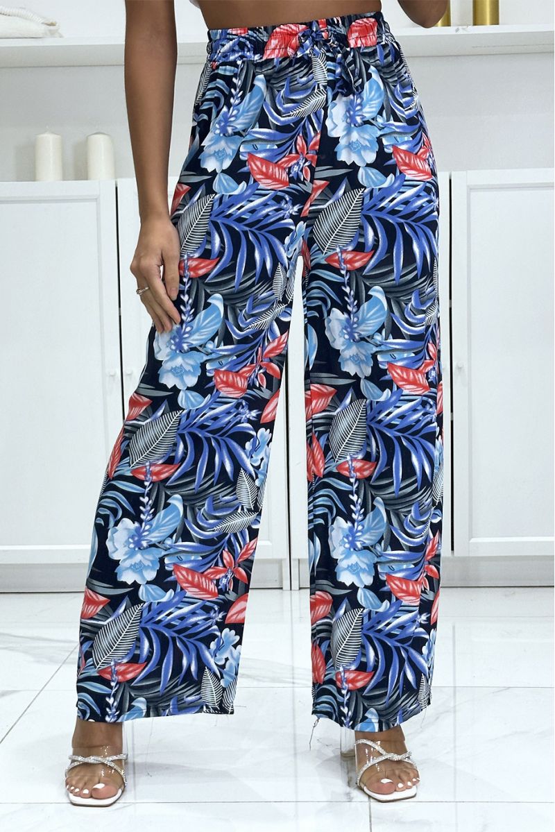 Palazzo pants with sublime blue leaf pattern - 3