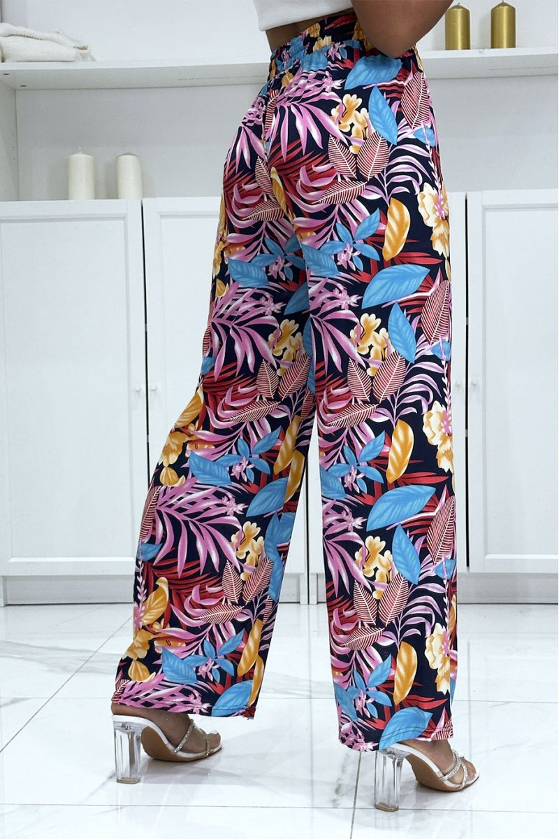 Palazzo pants with sublime pink blue leaf pattern - 1