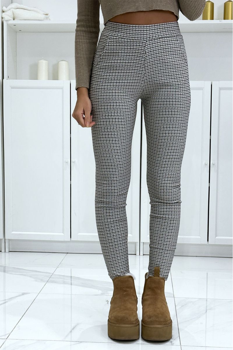 Green check pattern slim pants with pockets - 2