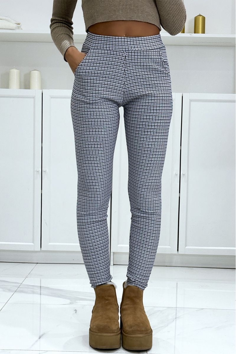 Slim royal check pants with pockets - 3