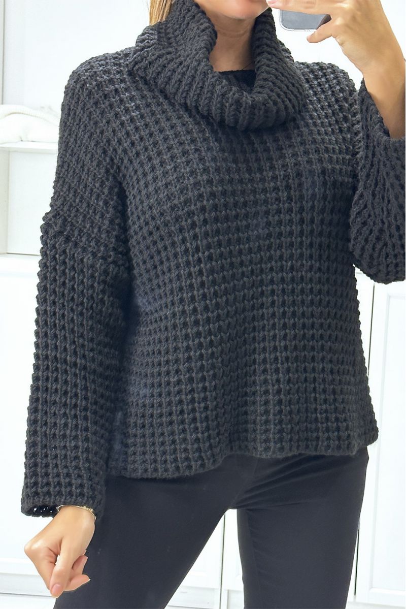 Chunky knit black jumper with turtleneck - 4