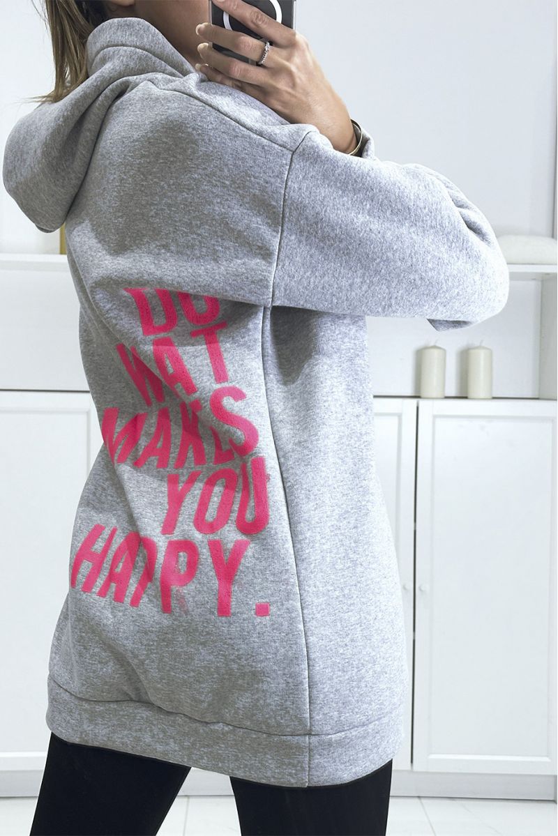 Very thick quality gray hoodie with writing on the back - 5