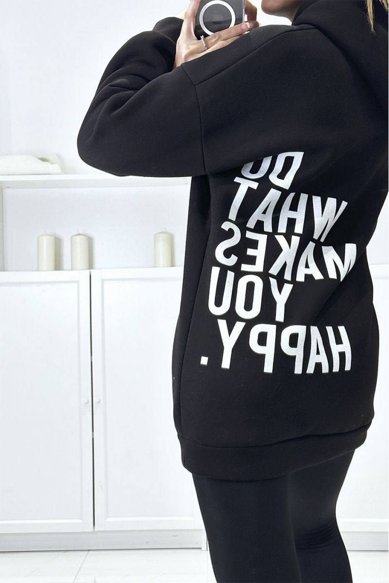 Zwart sweatshirt met capuchon van een mooie, zeer dikke kwaliteit met tekst op de achterkant - 3
