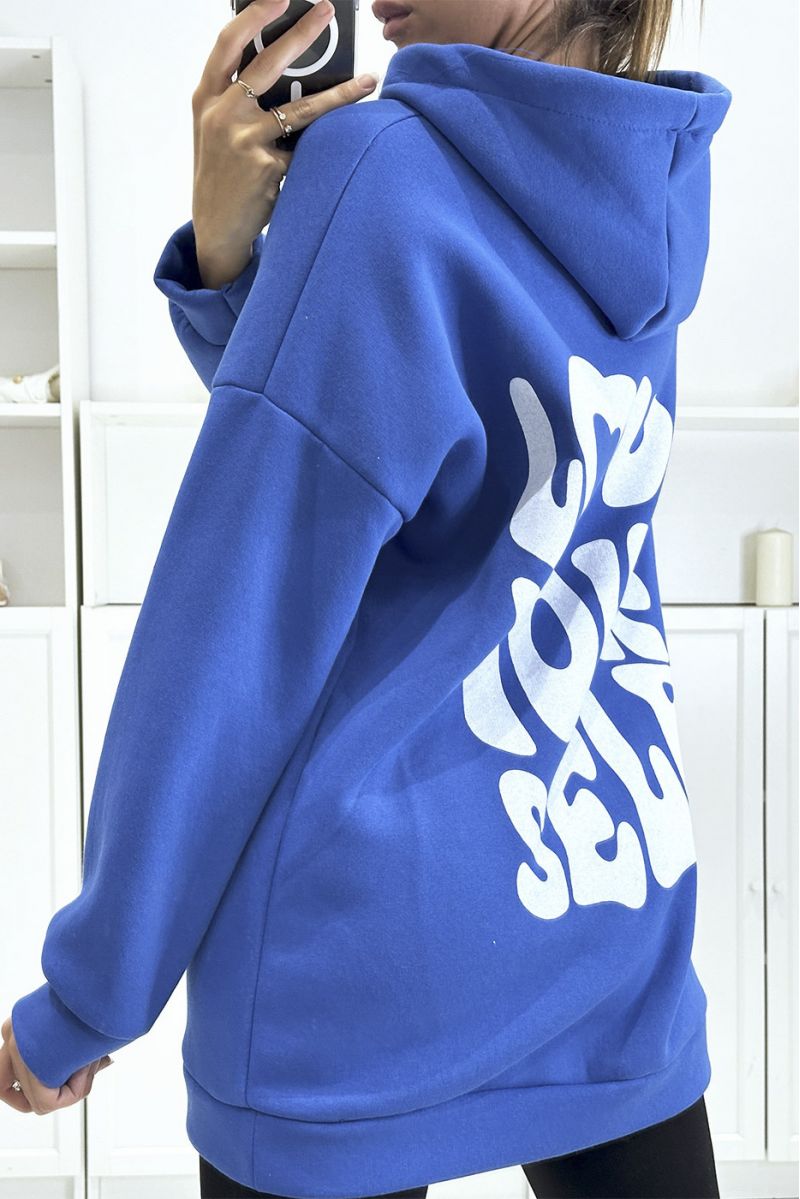 Oversize royal hoodie of a beautiful, very thick quality with LOVE YOUR SELF writing - 4