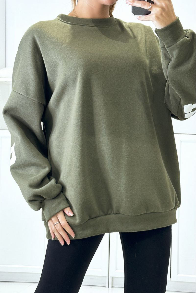 Beautiful, very trendy oversized khaki sweatshirt with CALIFORNIA writing on the back - 1