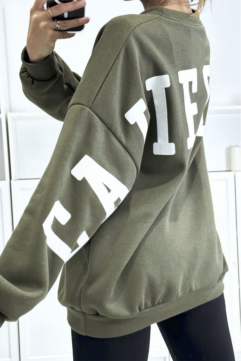 Beautiful, very trendy oversized khaki sweatshirt with CALIFORNIA writing on the back - 4