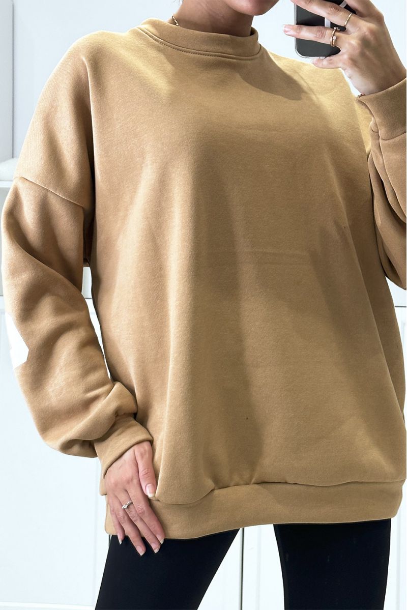 MaMnifique zeer trendy oversize camel sweatshirt met CALIFORNIA tekst op de achterkant - 1