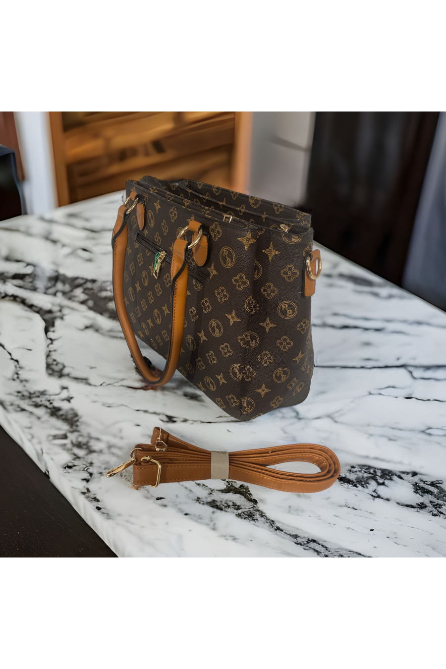 Inspired brown handbag - 1