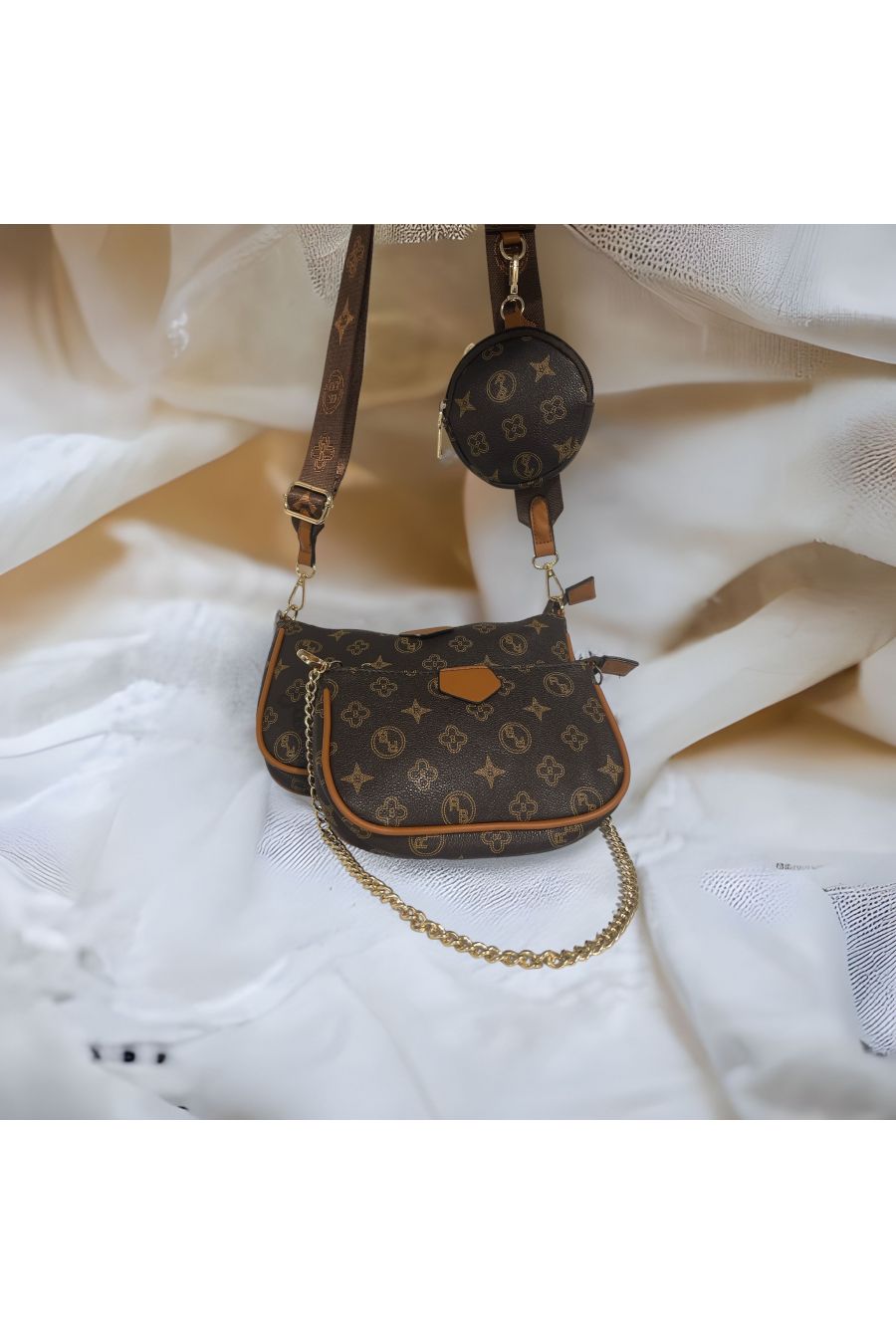 3 in 1 inspired brown handbag - 1