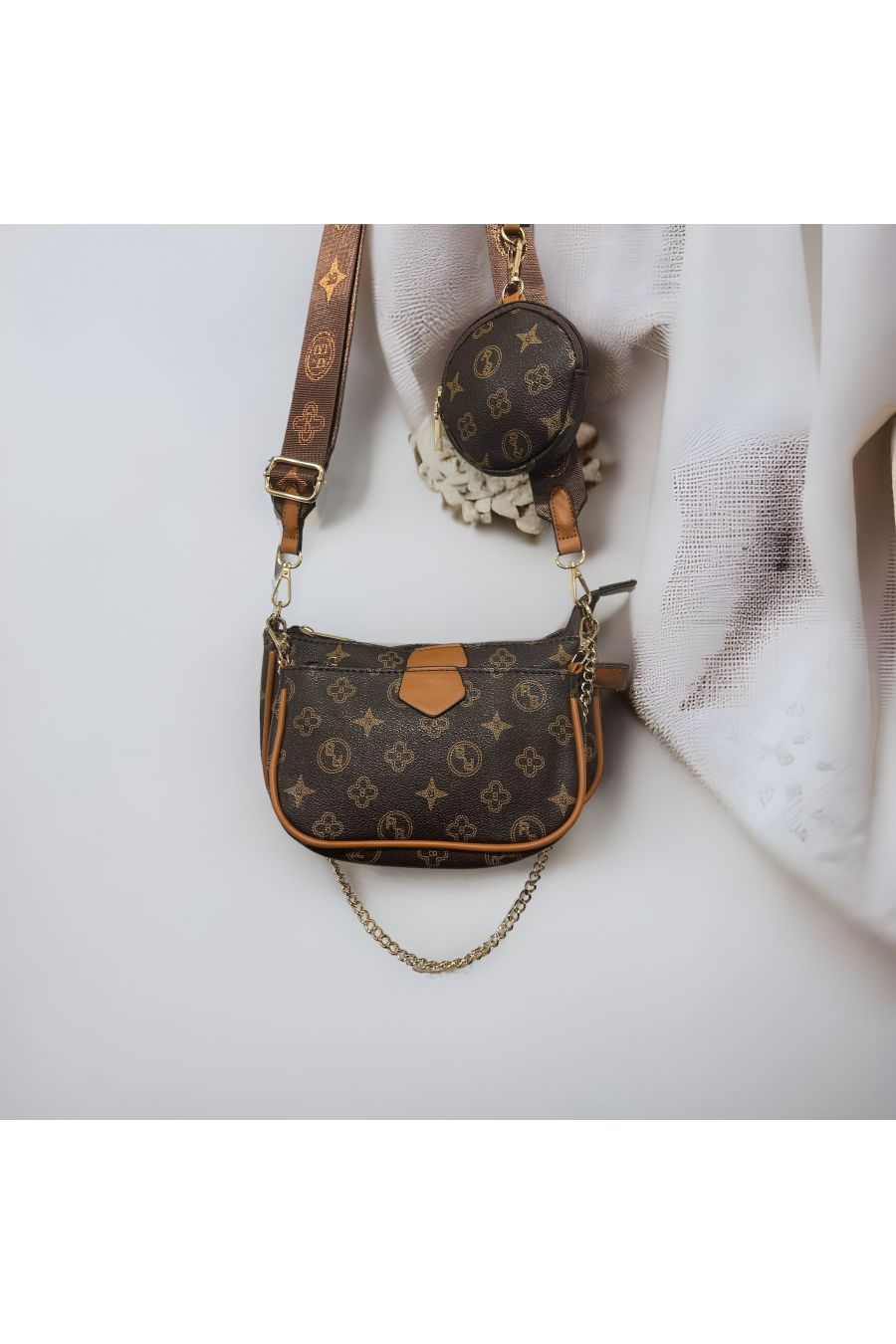 3 in 1 inspired brown handbag - 3