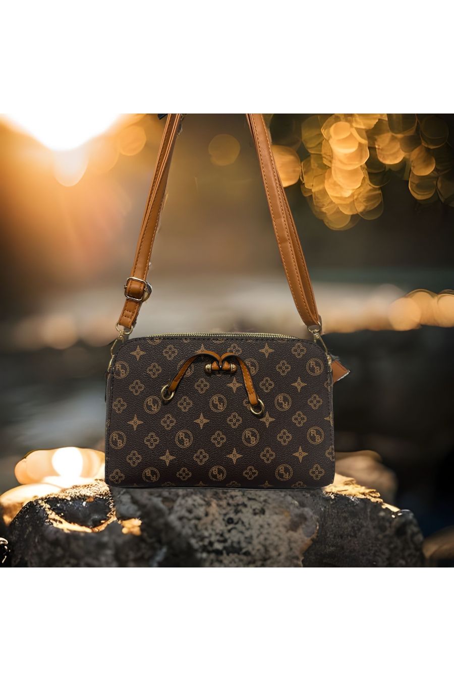 Inspi brown handbag with 3 openings - 1