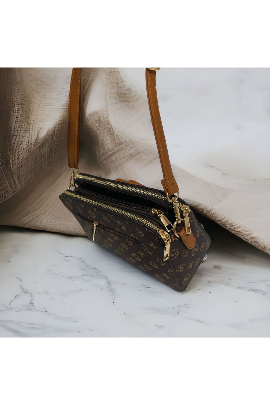 Inspi brown handbag with 3 openings - 3